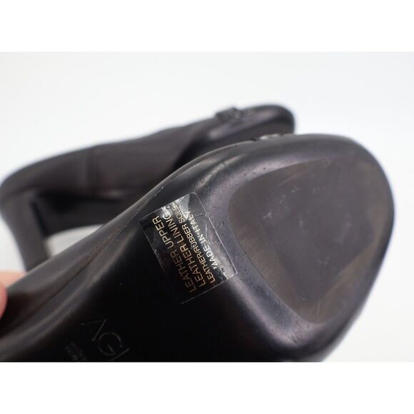 Agl Irina Cap Toe Pump Size 39.5 9.5 Black Leather Cap Toe Heel Shoes Career - Picture 11 of 12